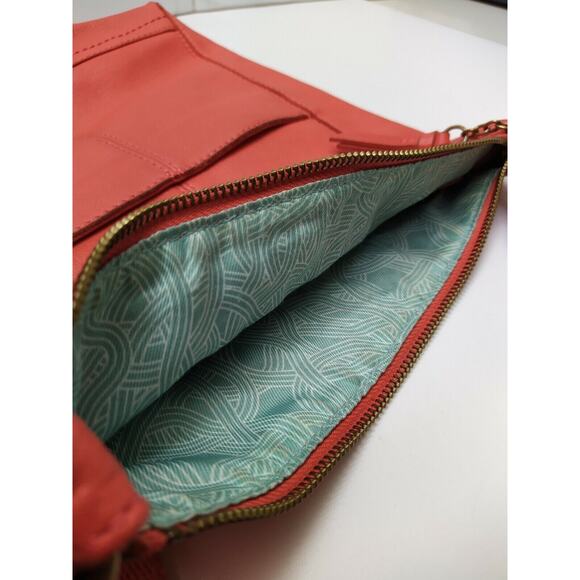 The Sak Orange Pebbles Leather Pocket Zipper Closure Crossbody Bag - Picture 11 of 12